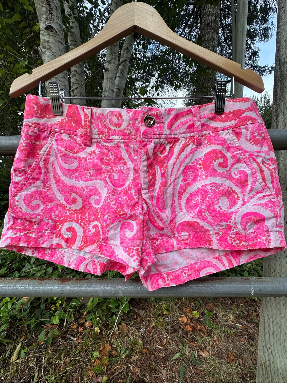 Lilly Pulitzer Pink Swirl Print Micro Shorts Preppy Resortwear Coastal Feminine - Picture 1 of 14